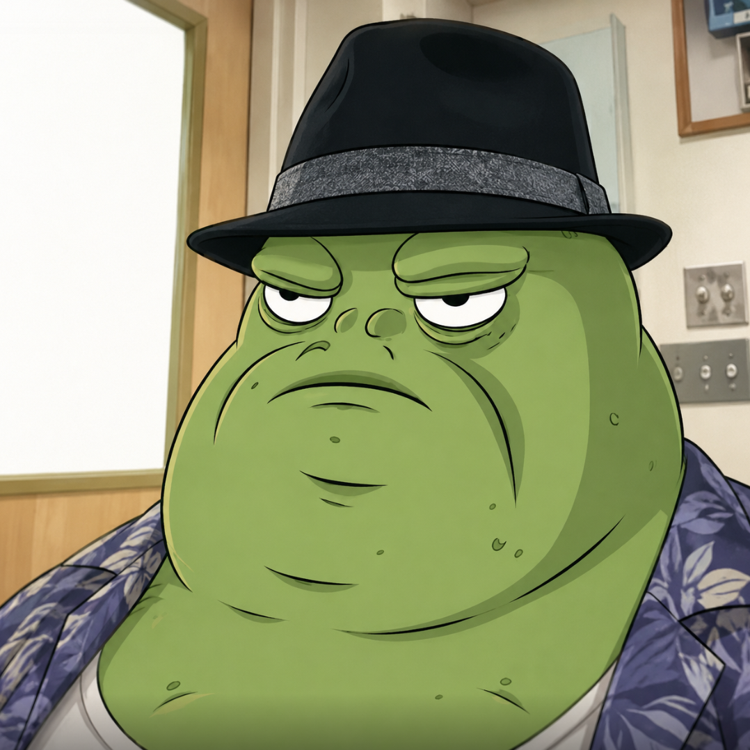 BABA wearing a black fedora and a floral shirt