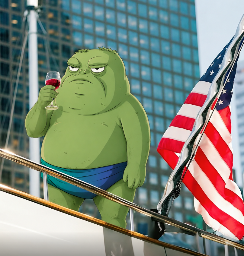 BABA holding a glass of wine on a yacht
